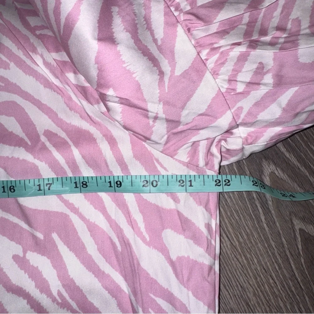 Chico's Light Pink white zebra print balloon sleeve midi dress L 12/14 - Picture 14 of 16